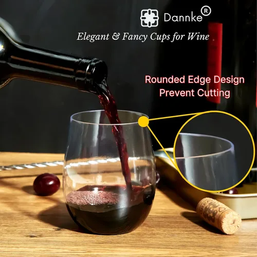 Miniatura 3 de 48 copas de vino de plástico sin tallo, vasos de fiesta desechables transparentes de 12 onzas para fiestas, vasos de vino