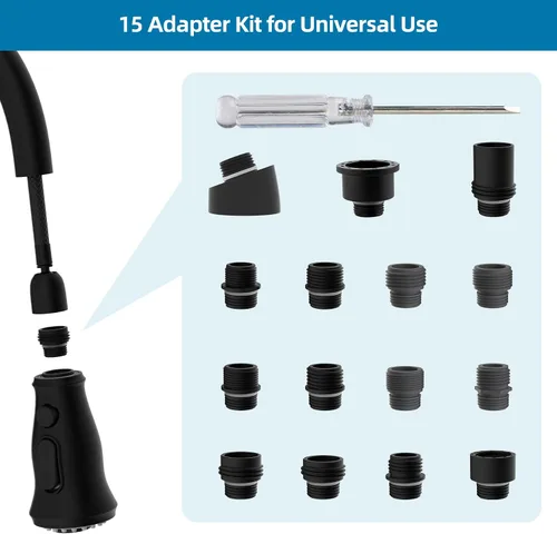 Miniatura 2 de Reemplazo universal de cabezal de grifo de cocina con 15 adaptadores compatible con estándar americano/Kohler/Moen/Delta, cabezal rociador de grifo