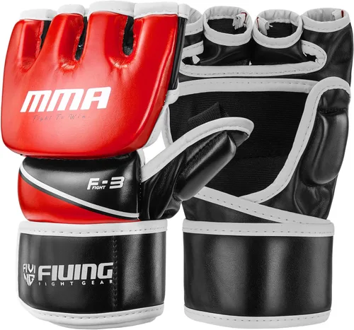Guantes MMA para hombres y mujeres, guantes de boxeo para saco de boxeo, sparring, entrenamiento, muay thai, artes marciales, guantes de medio Rojo
