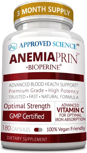 Miniatura 10 de Approved Science Anemiaprin - Bisglicinato de hierro con vitamina C - Suave para el estómago - Suplemento de hierro no estreñimiento para mujeres