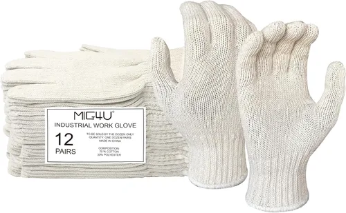 MIG4U 12 pares de guantes de trabajo - Guantes de hilo de algodón para trabajo de seguridad - Forro de guante protector de manos, protección contra