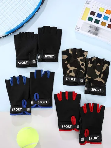 Miniatura 7 de 4 pares de guantes de ciclismo de medio dedo para niños, guantes deportivos antideslizantes para verano, deportes al aire libre, niños