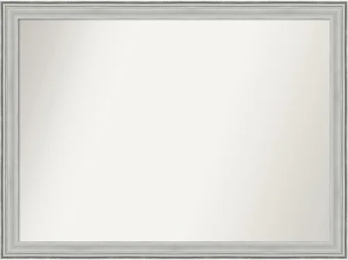 Miniatura 470 de Amanti Art Espejo de baño plateado para sobre fregadero, 25 x 25 pulgadas, espejo de tocador cuadrado estrecho de níquel cepillado, marco de madera