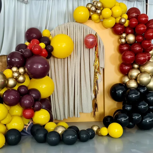 Miniatura 4 de Globos Rojos Negros Amarillos, 60pcs Globos Negros Borgoña Dorados, Globos Amarillos Granate Globos Rojos Negros Dorados con Confeti Para Cumpleaños