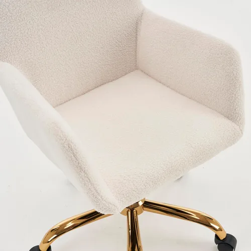 Miniatura 7 de Silla de piel sintética blanca, moderna silla de oficina en casa con giratorio, altura ajustable, silla de maquillaje tapizada para mujeres y niñas