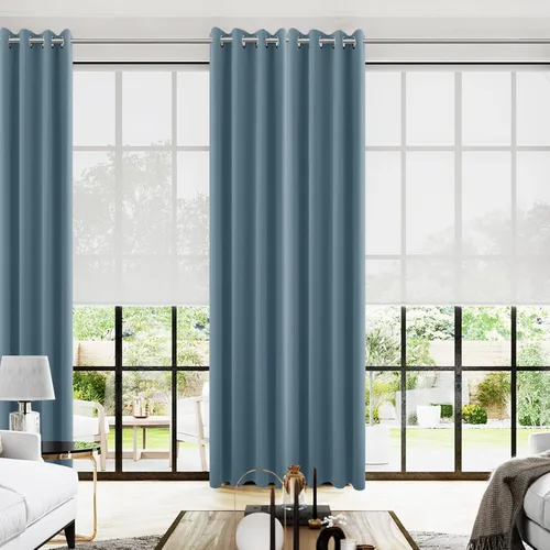 Miniatura 128 de Cortinas opacas de 72 pulgadas extra anchas para dormitorio, puerta corrediza de vidrio y patio, 2 paneles con ojales para oscurecer ventana grande