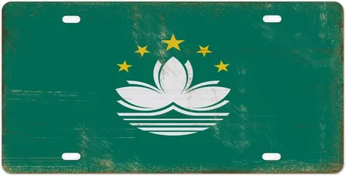 Placa de matrícula de metal con la bandera nacional de Macao, recuerdo del país, placa decorativa para papá, hombres, amigos, mujeres, 6 x 12