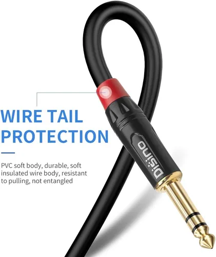 Miniatura 2 de Cable de inserción divisor en Y estéreo TRS de 1/4 pulgadas, cable de audio de conector auxiliar de 1/4 pulgadas macho a doble salida TS mono de 1/4