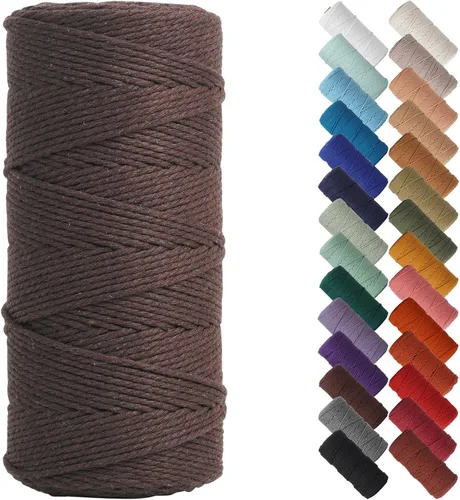 Miniatura 15 de Cordón de macramé de 1/8 pulgadas 220 yardas (200 metros) suministros naturales de macramé, hilo de macramé, cuerda de algodón de color, cuerda