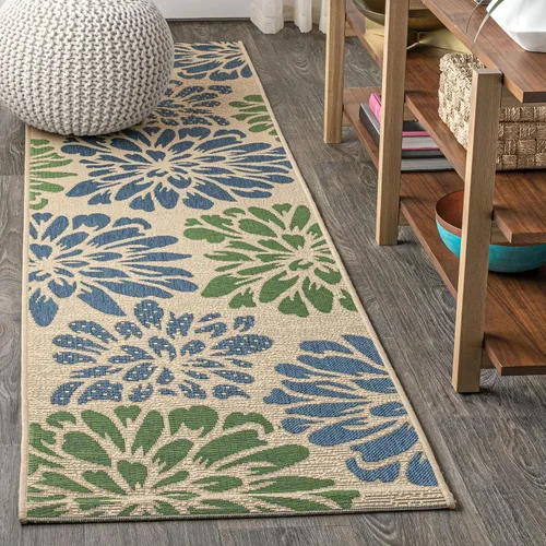 Miniatura 25 de JONATHAN Y Alfombra Corredor de Tejido Texturizado Floral para Interiores y Exteriores 2X8 Marrón/Crema, Zinnia Moderna para Patio Trasero, Patio