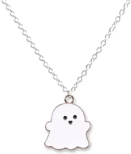 1 unidad2 collares con colgante de fantasma blanco y negro, dibujos animados, fantasma, amistad, pareja, encantador, collar de fantasma, colgante
