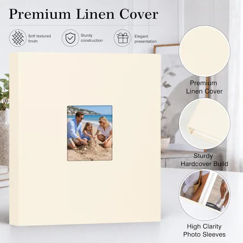 Miniatura 4 de Aevdor Álbum de fotos de 11 x 14 pulgadas con capacidad para 64 fotos, portafolio de arte con cubierta de lino de 11 x 14 pulgadas, carpeta