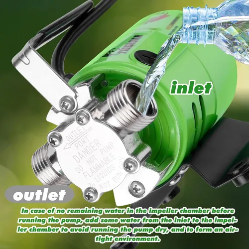 Miniatura 3 de TIGEROAR Bomba de transferencia de agua de 115 V, bomba de agua de 330 GPH portátil eléctrica con manguera de succión de 6 pies, bomba de barril