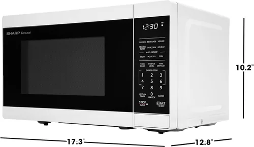Miniatura 7 de SHARP Horno microondas compacto de encimera con plato giratorio de carrusel extraíble de 10 pulgadas, 700 vatios, 0.7 pies cúbicos, color blanco