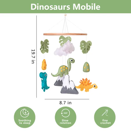 Miniatura 2 de Móvil para cuna de bebé de dinosaurio, móvil de dinosaurio para bebé, decoración de guardería neutra para Pack N Play, para bebé niño y niña