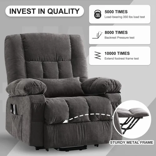 Miniatura 8 de MAHOMICO Silla reclinable eléctrica para personas mayores con funciones de masaje por vibración y calefacción, sofá reclinable eléctrico individual