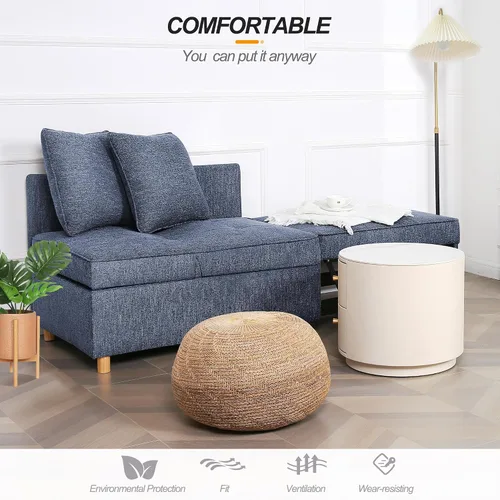 Miniatura 8 de SEJOV Sofá Cama Convertible 4 en 1 Sofás y Sillones, Sofá de 3 Asientos de Tela de Lino con 2 Almohadas Decorativas, Sillón Reclinable Individual