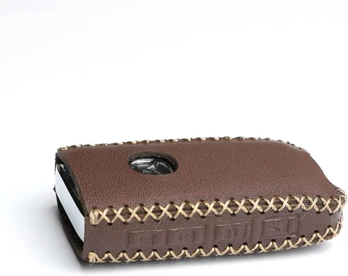 Miniatura 2 de Funda de cuero para Mazda 3 Hatchback CX-5 CX-30 CX-9, llavero inteligente de 4 botones, con cadena (Marrón)