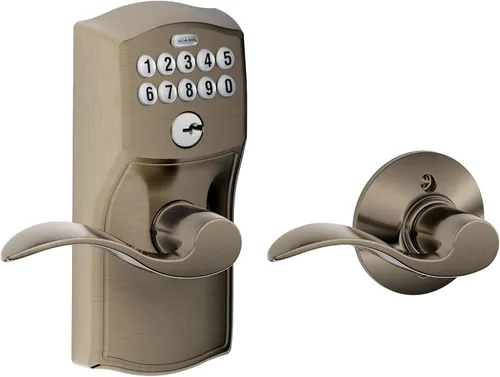 Miniatura 9 de Schlage - FE575 PLY 626 FLA Plymouth - Entrada de teclado con bloqueo automático y palancas Elan, cromado con brocha. Cromo satinado