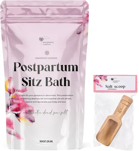 Gourmanity Comfort - Sal de baño con cuchara de sal de baño, bolsa resellable de sales frescas perfumadas del mar muerto para remojar [32 onzas/2