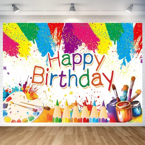 Pintura artística, telón de fondo para fiesta de cumpleaños, pancarta de feliz cumpleaños, graffiti, fondo de fotografía para artistas, suministros