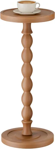 Miniatura 13 de Mesa de bebida de madera maciza, madera de caucho, pequeña mesa auxiliar redonda para espacios pequeños, mesas de Martini, mesas auxiliares de Nogal