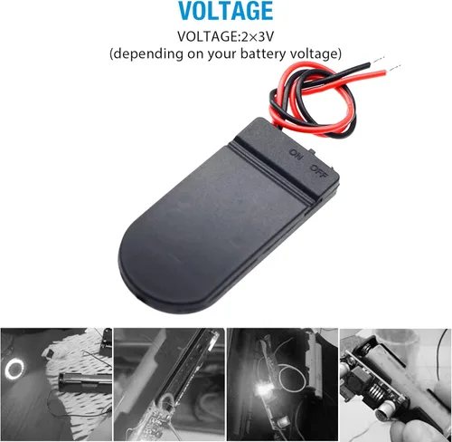 Miniatura 4 de 6 unids 2 x 3V CR2032 botón moneda celda titular de la batería con plomo encendido apagado interruptor