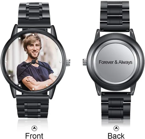 Miniatura 3 de Gemszoo Reloj de encargo de la foto del reloj personalizado de la foto del reloj del cuarzo de la malla del acero inoxidable para los hombres