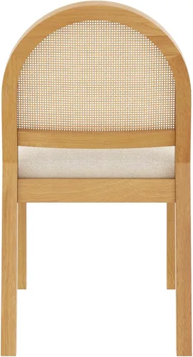 Miniatura 5 de Nathan James Bailey - Silla de comedor Boucle de 19 pulgadas, silla lateral tapizada con respaldo de ratán tejido natural y patas de madera maciza