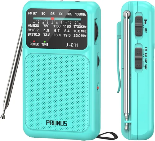 Miniatura 10 de PRUNUS J-211 - Radio portátil AM FM con carga USB C y operada por baterías AA, radio de transistor, fuerte recepción y altavoz claro, conector