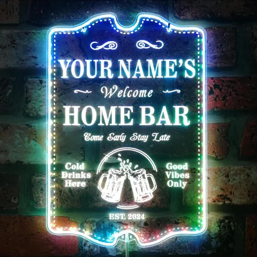 Miniatura 42 de ADVPRO Letrero de neón LED de doble color personalizado con tu nombre para bar casero de cerveza, año de establecimiento, blanco y morado, 16 x 12
