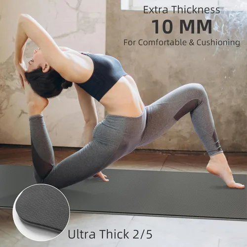 Miniatura 6 de PAIDU Yoga Mat Non Slip Anti-tear,extra thick-2/5 inch（10MM）High Resiliency Professional POE Yoga Mats for Women Men Kids,72"x24"inch,Workout, Yoga