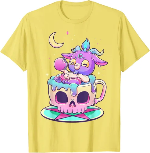 Miniatura 78 de Kawaii Pastel Goth Cute espeluznante Pentáculo Baphomet - Camiseta de cabra, Negro