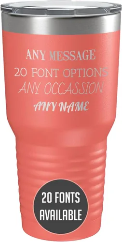 Miniatura 32 de Vaso de acero inoxidable aislado con tapa de 20 onzas (17 colores) personalizado con recubrimiento en polvo, grabado personalizado, nombre