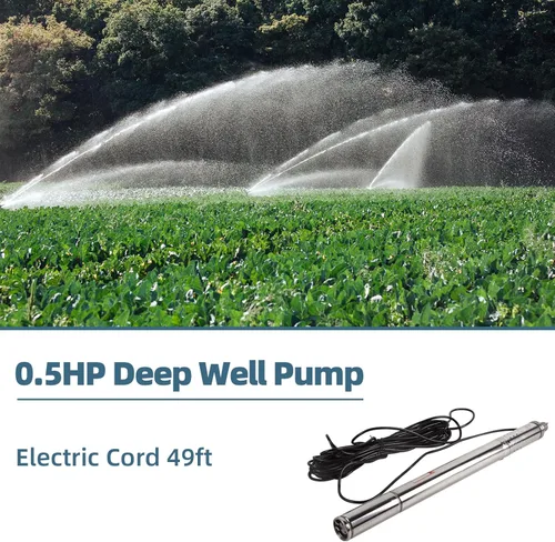 Miniatura 7 de Bomba sumergible de pozo profundo de 0.75 HP, 220 V/60 Hz, 4.8 GPM, cabeza de 206 pies, acero inoxidable con cable de 49 pies, bombas de agua