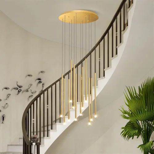 Miniatura 4 de Candelabros, Moderno Foyer Alto Lámpara de Entrada, Duplex Espiral Escalera Tubo Largo de Iluminación de Techo Lamparas Techo, Ajustable Grande