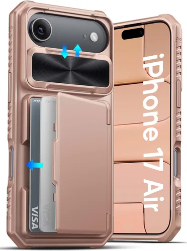 Miniatura 51 de ATATOO Funda para iPhone 17, tarjetero integrado (almacena 3-5 tarjetas) y funda para cámara deslizante y bloqueo RFID, protección de grado militar