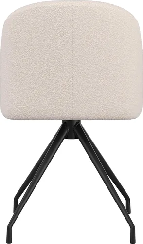 Miniatura 10 de Martha Stewart Silla giratoria fija Sora con brazos inclinados para oficina en casa en blanco bouclé con marco de bronce cepillado al óleo Boucle