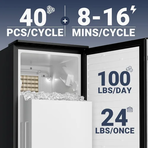 Miniatura 2 de ICYGLEE Máquina comercial para hacer hielo debajo del mostrador con bomba de drenaje, 80 libras/día con almacenamiento de 24 libras, limpieza