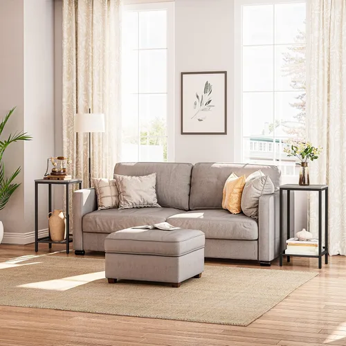 Miniatura 2 de HOOBRO Mesa auxiliar alta, mesa de teléfono industrial con estantes de malla ajustables, para sala de estar, dormitorio, entrada, oficina