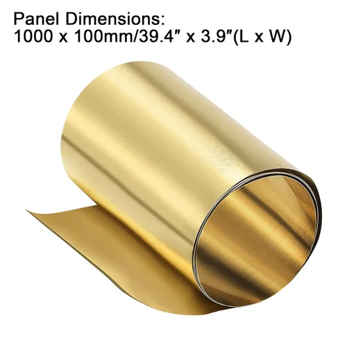 Miniatura 2 de uxcell Rollo de hoja de latón, placa de lámina de metal 39.370 in x 3.937 in x 0.004 in, 2 piezas