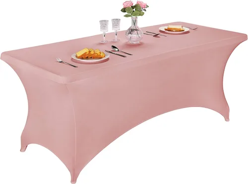 Miniatura 21 de LZY Cubierta de Mesa Elástica Ajustable de Spandex para Mesa Plegable de 6 pies, 4 pies o 8 pies, Mantel de Cóctel Rectangular, Perfecto para Champn