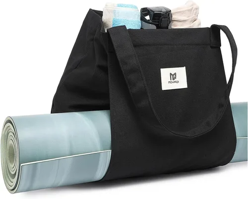 Miniatura 3 de Bolsa de hombro con bolsillo para transportar esterilla de yoga Moyaqi de lona, bolsa de transporte para oficina, entrenamiento, pilates, viaje