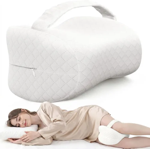 Miniatura 8 de Knee Pillow for Side Sleepers, Supportive Memory Foam Leg Pillow for Side Sleeping with Elastic Strap, Heart-Shape Pillow Between Legs for Pain