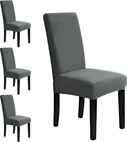 Miniatura 9 de MOSAYT Juego de 2 fundas elásticas de terciopelo para sillas de comedor, fundas suaves con tela extraíble gruesa para sillas Parsons, protectores