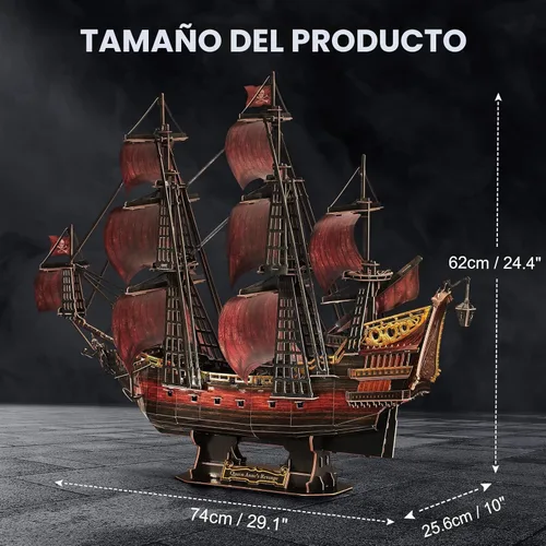 Miniatura 7 de CubicFun Rompecabezas 3D para adultos y niños, la venganza de la reina roja Anne's Revenge, 391 piezas, decoración del hogar, arte y manualidades