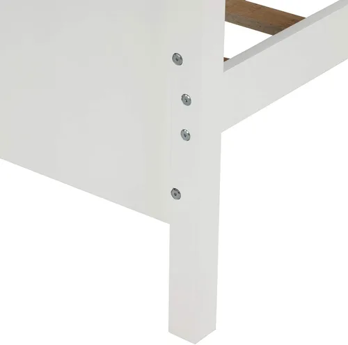 Miniatura 8 de MERITLINE Base de cama de plataforma de tamaño individual, cama de plataforma de madera maciza con cabecera y estribo, soporte de listones de madera