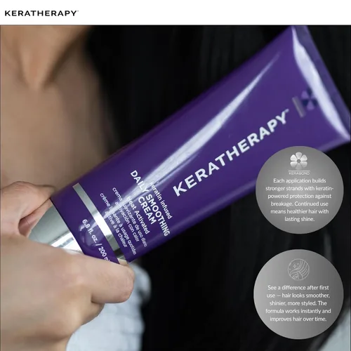 Miniatura 6 de KERATHERAPY Crema suavizante diaria, 6.8 onzas líquidas, 6.8 fl oz, crema suavizante con infusión de queratina para golpes con colágeno, aceite