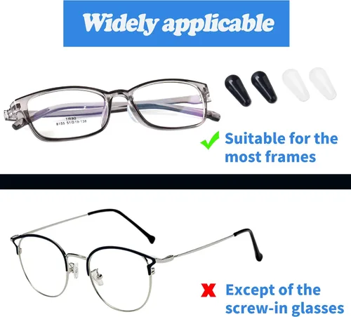 Miniatura 6 de 15 pares de almohadillas de nariz adhesivas de silicona suave antideslizante para marcos de plástico, anteojos y lentes de sol (negro, 0.071 in)