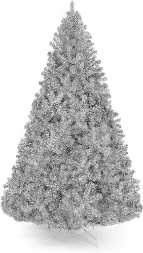 Miniatura 5 de Perfect Holiday Árbol de oropel dorado metálico de 6 pies 1000 puntas, diámetro 41 pulgadas Soporte de metal blanco, PVC-6GD